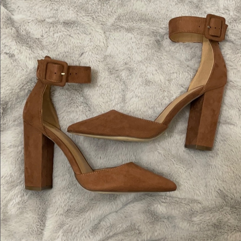 Call it Spring brown faux suede heels size 7.5